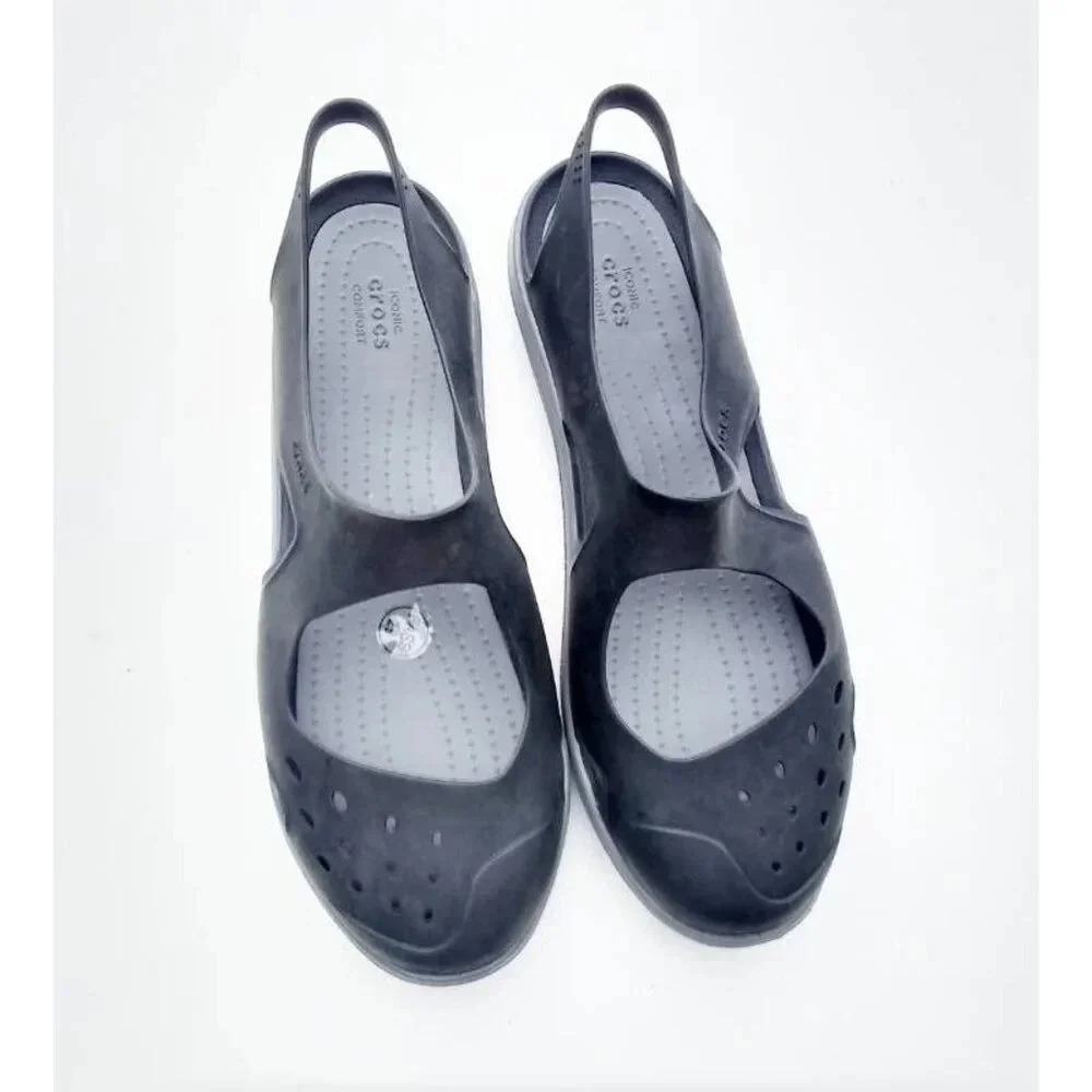 Crocs Womens  Swiftwater Wave Black Slingback  Sandals 11